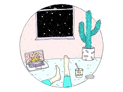 January ice cream illustration snow winter
