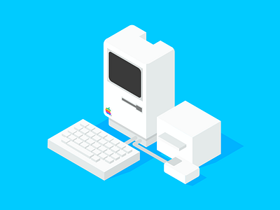 A Bit Retro apple computer illustration isometric mac