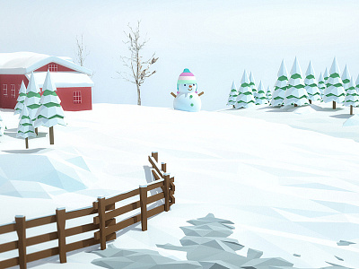 Winter is very cold， But very happy c4d vray