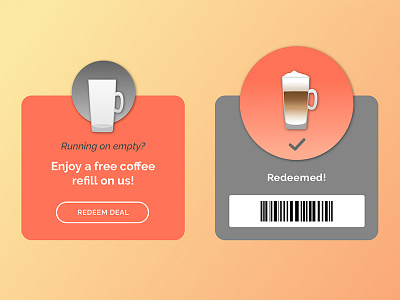 Daily UI #061 coffee coupon dailyui deal emptyglass latte mobile redeem uidesign uxdesign