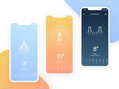 Weather App gradients ios minimal travel ui visual weather
