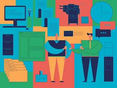 Coffee Room coffee copy machine corporate documents e mail illustration job office papers