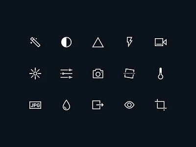 Camera Icons app camera dark editor glyphs icons illustration minimal ui