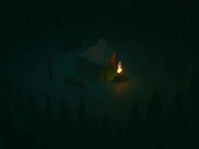 Have a picnic_night cinema4d photoshop picnic tent tree wood