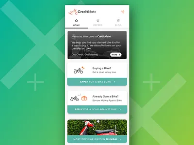 Early Version of CreditMate's Homepage homepage mobile web rejected responsive design sophisticated