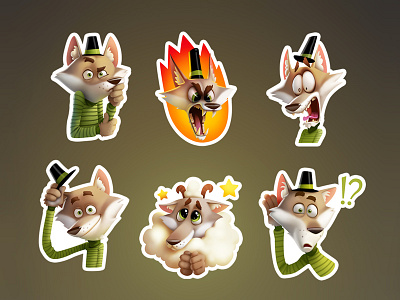 Wolfy stickers art character stickers wolf