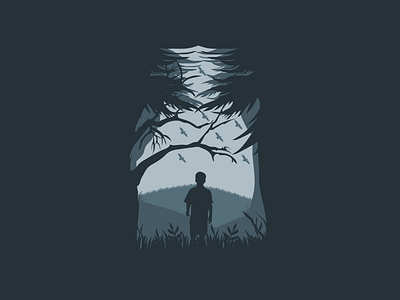 Walking Alone silhouette vector