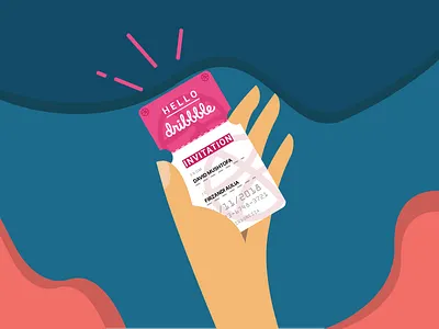 Hello, Dribbble! 2d art debut design first flat illustration invite