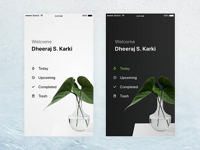 Task App - iOS clean dark light minimal task today trash ui upcoming
