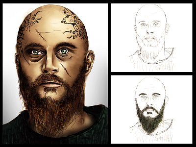 Vikings digital medieval paint photoshop ragnar sketch vikings