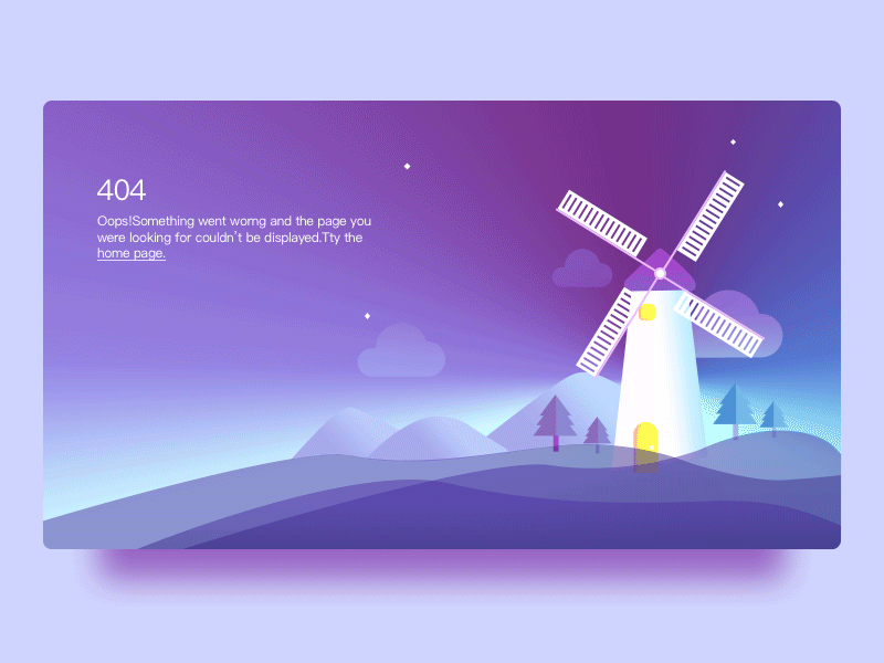 404 404 animation night ui web windmill