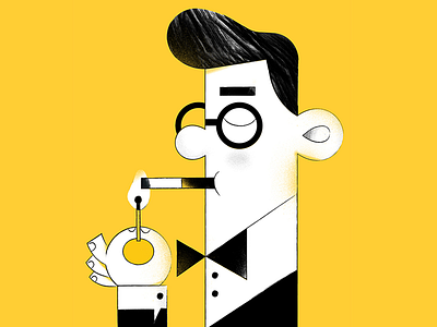 Dandy bw cigarette dandy flat illustration light smoker vector