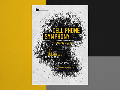 Cell Phone Symphony Poster black cell phone cultural event golan levin music numbers overlap poster promocional symphony white yellow