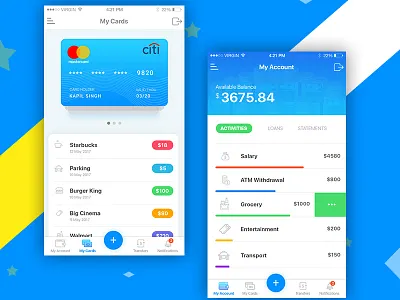 Finance Management Screens app design finance app icon design mobile app ux design visual design