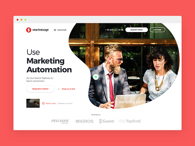 Landing Page UI flat fresh header hero homepage landing onepage red ui user interface ux web