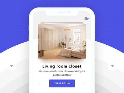 Living room closet app card clean interior ios minimal mobile space ui ux white