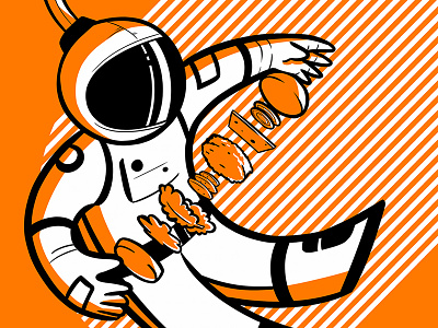 Space Burger astronaut burger character design food illustration orange space