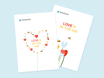 Valentine's card 14th bee beekeeper card cute february flowers heart love valentines