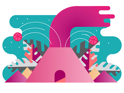 First Dribbble Shot erupting illustration vector volcano