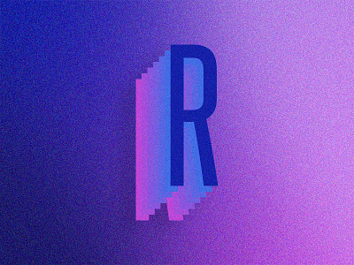 R Retro blue dark blue gradient letter light purple noise purple r retro shadow type