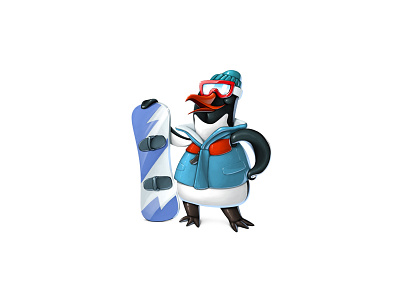 Penguin snowboarder character character design concept art game design gamedev penguin snowboarder ui