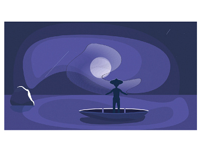 fisherman boat cloud fisherman moon sea shallop