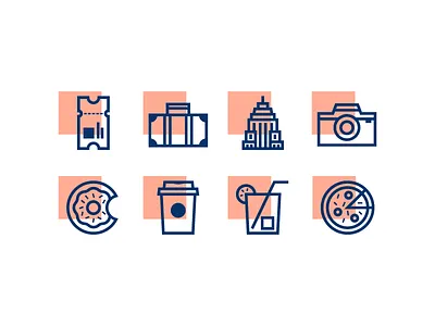 New York City Icons blue city icons new orange outline york