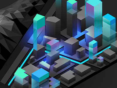 City Illustration city extrude glow illustrator layer