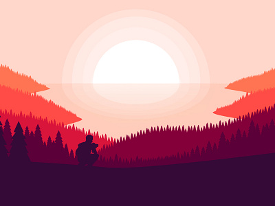 Sundown vibe design illustration illustrator landscape orange orange palette sundown