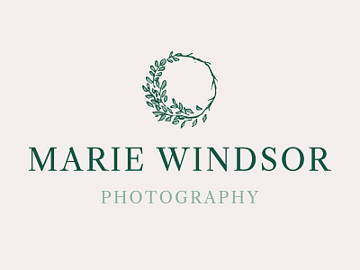 Marie Windsor Photography Logo branding design green logo mark photographer wreath