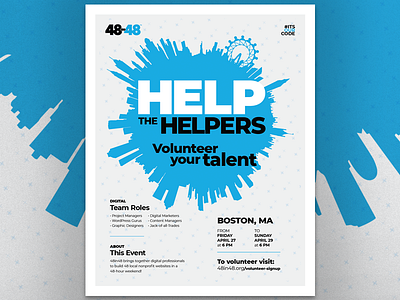 2018 48in48 Volunteer Recruit Poster 2018 48in48 cities cmyk global poster print traditional volunteer