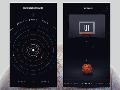 Planets - menu, game app game
