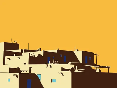 Adobes In Taos, New Mexico adobes illustration minimalist taos