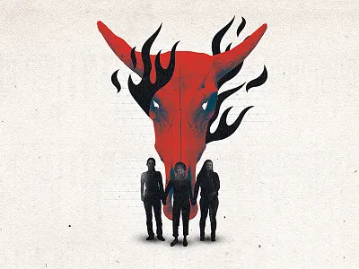 The Way West collage flames illustration key art poster silhouette skull theatre western