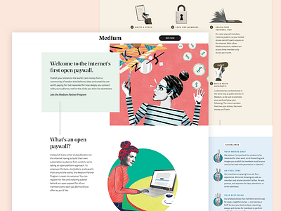 Medium Creators Landing Page collage landing page medium pastel website