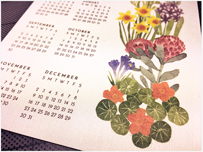 Floral Calendar stationery watercolor