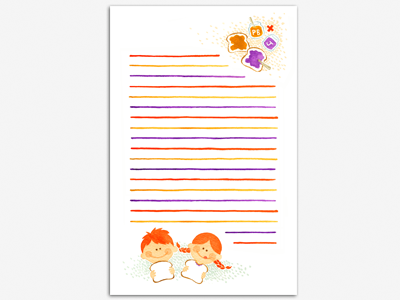 Good Ol' PB+J hand drawn stationery watercolor