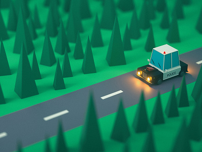 Go On Patrol car cinema4d lowpoly patrol photoshop police tree