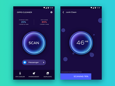 Oppo Cleaner andriod app sketch ui