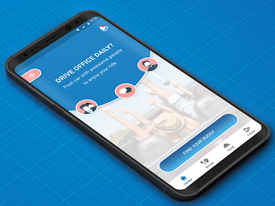 Car Pool Landing Screen android car pool community design home s8 social ui ux