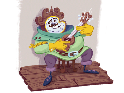 Larry the clock man character clock illustration kidlit