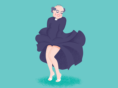 Padre character design classic cinema drawing illustration illustrator marylin monroe silly vector
