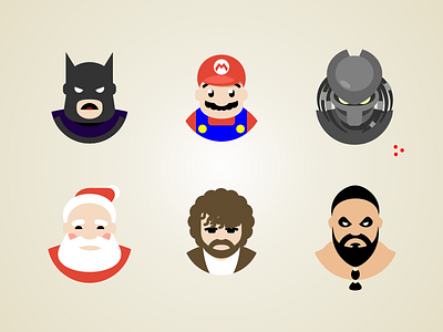 Flat Avatars avatar batman character flat icon khal mario predator santa tyrion