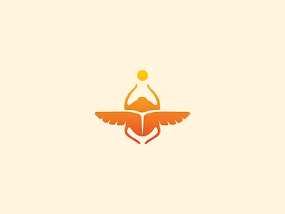 Scarab beetle design digital gradient icon logo minimal modern orange scarab simple symbol