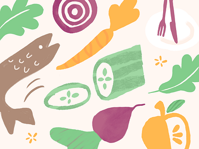 Fruits & Veggies food fruit handmade illustration leaf plants vegetables