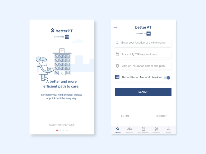 betterPT onboarding interaction interface microinteraction onboarding ui