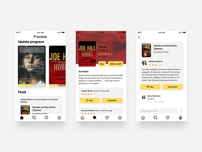 Booklub, reading made social. app book comment home yellow