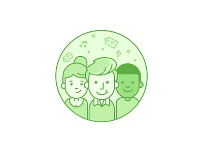 Green Team Go illustration man music people star tag team woman