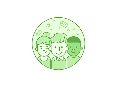 Green Team Go illustration man music people star tag team woman
