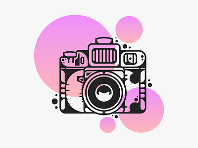 Vintage Camera black camera cool dribbble fun illustration logo pink purple retro white